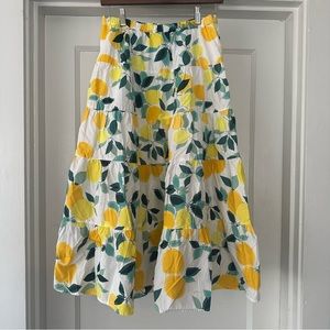 Who What Wear White A-Line Skirt with Yellow Lemon Print
